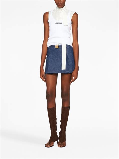 miu miu jeans skirt|miu denim pants.